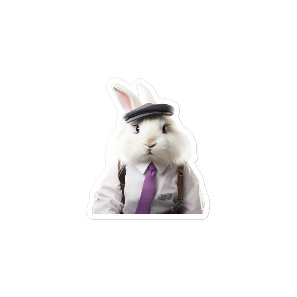 Satin Angora Transit Operator Bunny Sticker - Stickerfy.ai