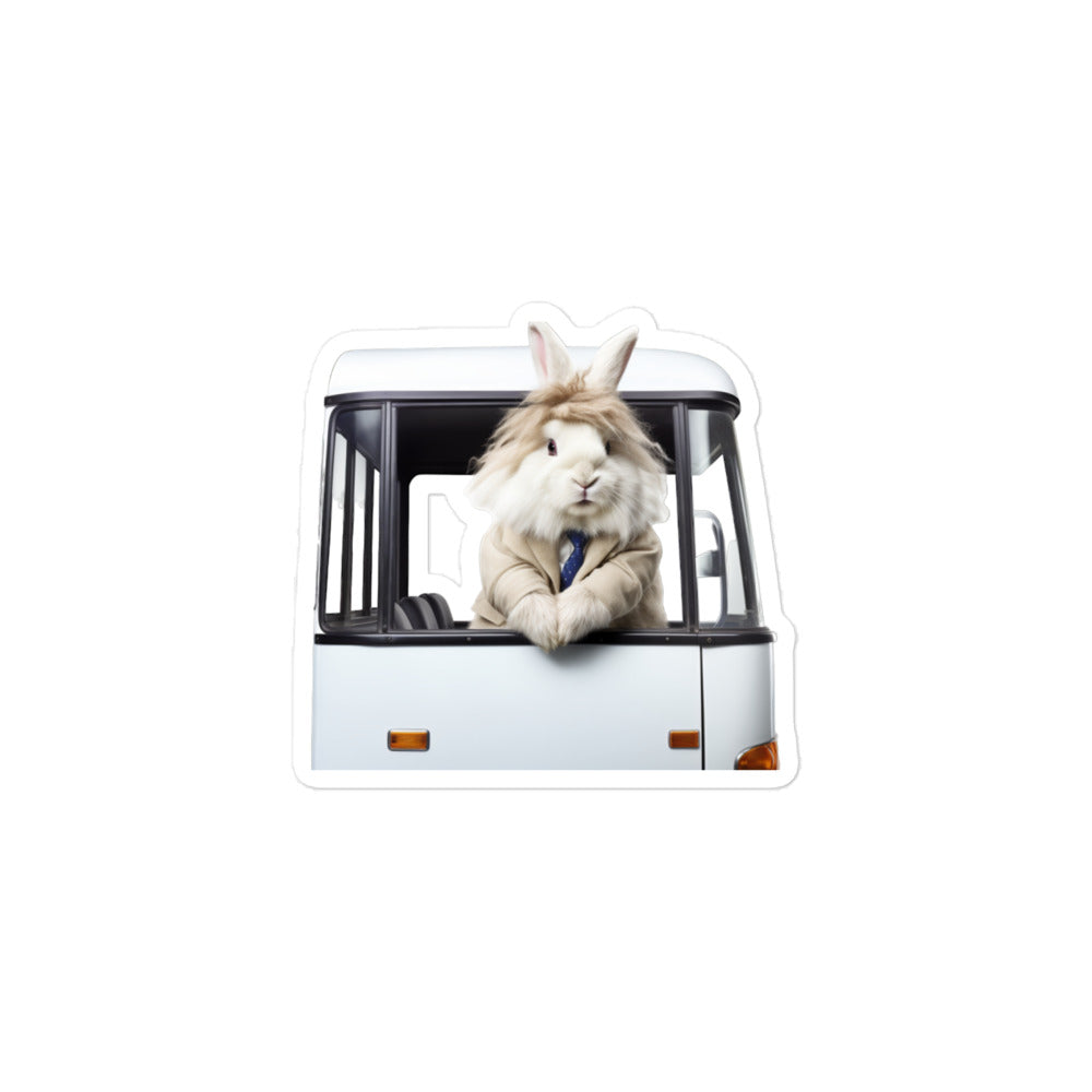 Satin Angora Transit Operator Bunny Sticker - Stickerfy.ai