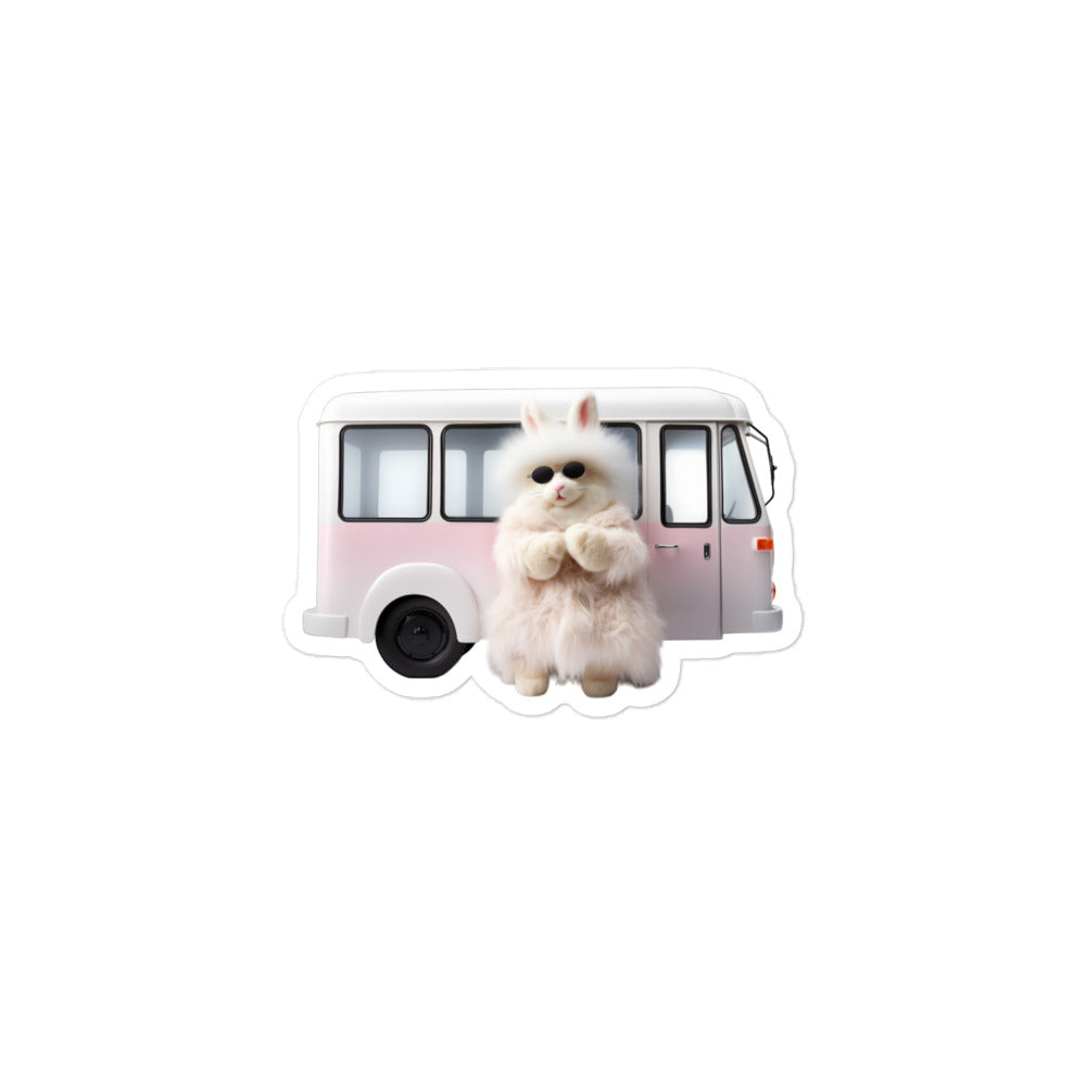 Satin Angora Transit Operator Bunny Sticker - Stickerfy.ai