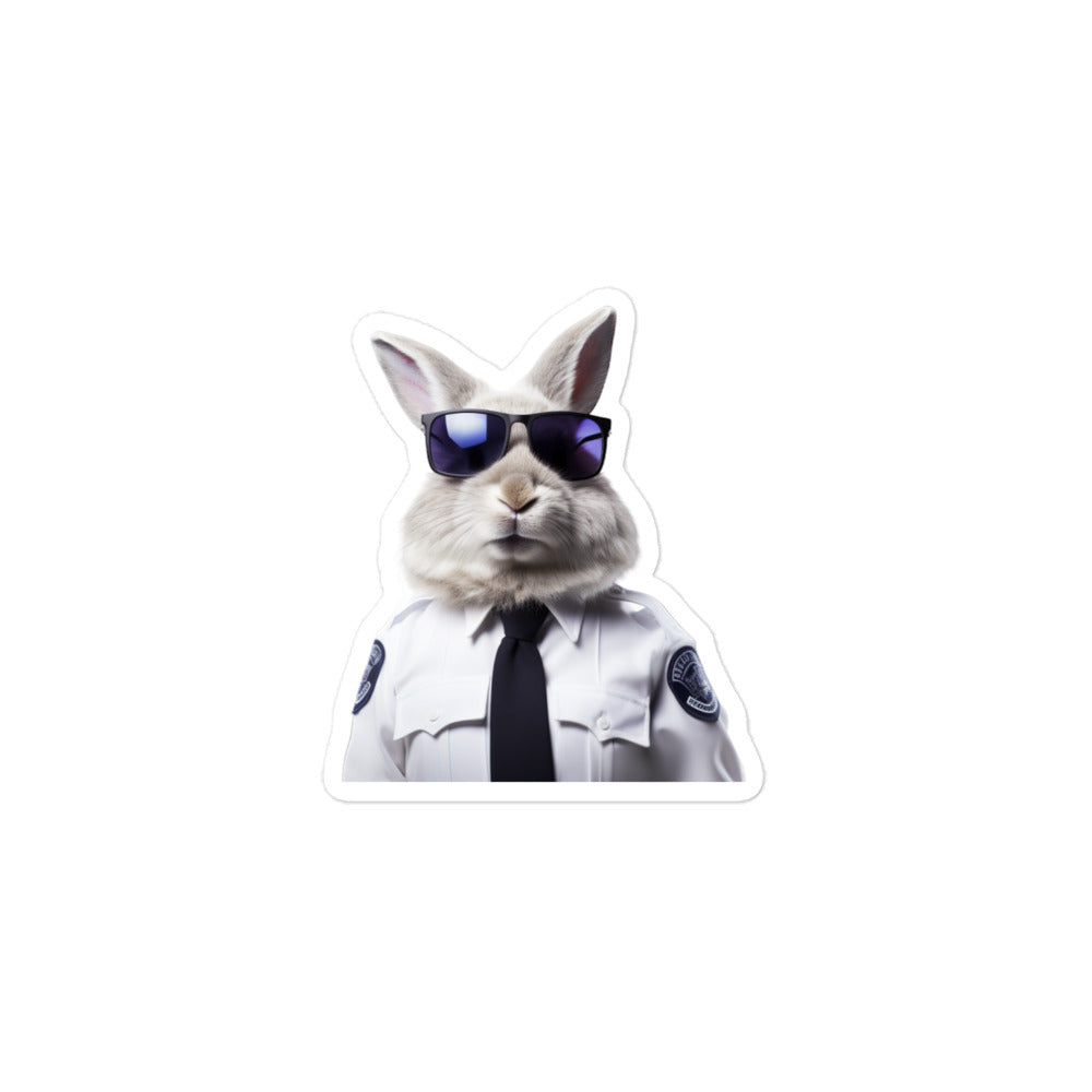 Satin Angora Security Officer Bunny Sticker - Stickerfy.ai