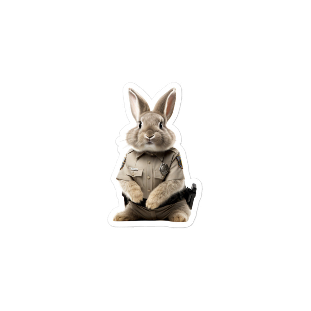 Satin Angora Security Officer Bunny Sticker - Stickerfy.ai