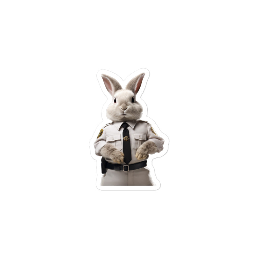 Satin Angora Security Officer Bunny Sticker - Stickerfy.ai