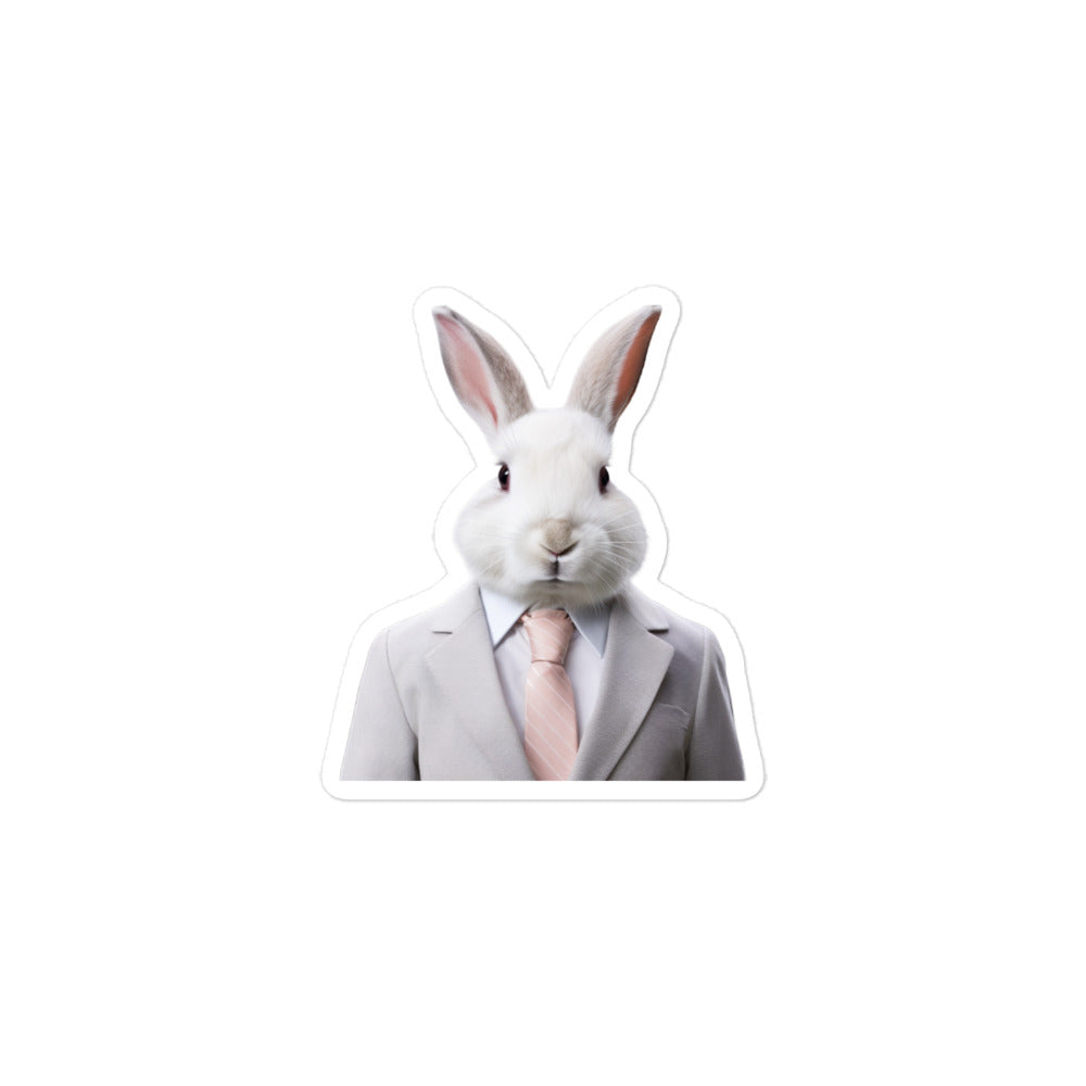 Satin Angora Persuasive Sales Bunny Sticker - Stickerfy.ai