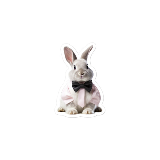 Satin Angora Persuasive Sales Bunny Sticker - Stickerfy.ai