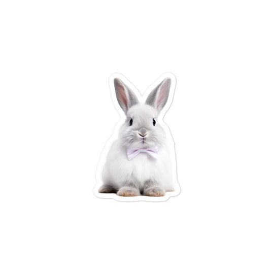 Satin Angora Persuasive Sales Bunny Sticker - Stickerfy.ai