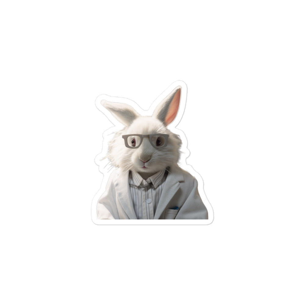 Satin Angora Knowledgeable Pharmacist Bunny Sticker - Stickerfy.ai