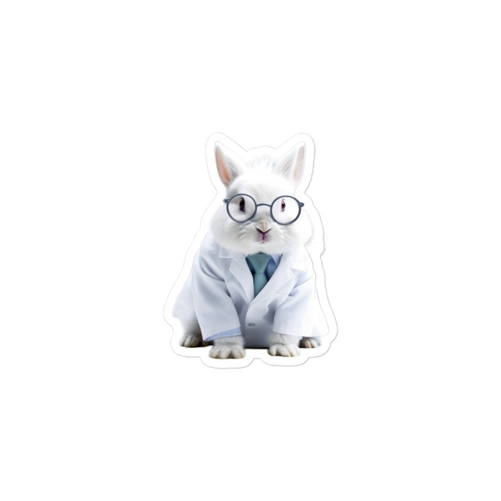 Satin Angora Compassionate Doctor Bunny Sticker - Stickerfy.ai