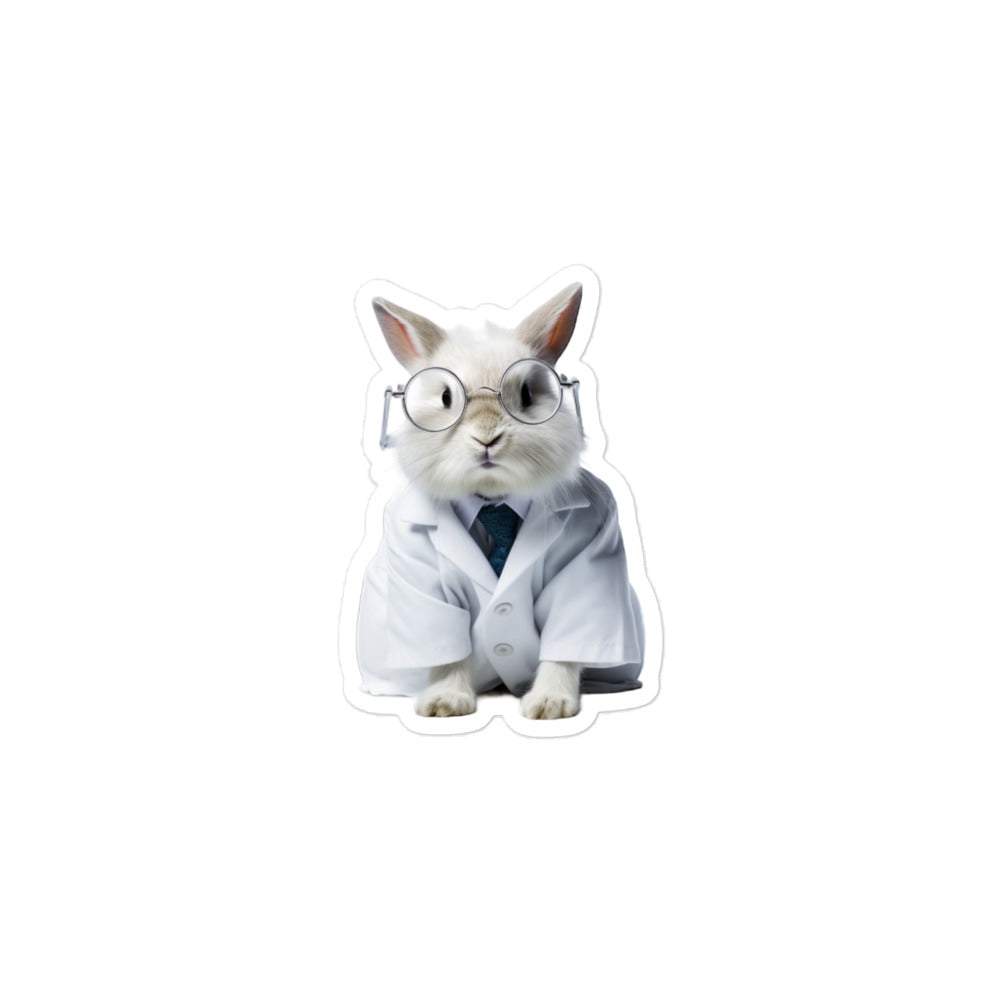 Satin Angora Compassionate Doctor Bunny Sticker - Stickerfy.ai