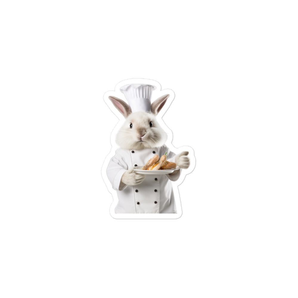 Satin Angora Chef Bunny Sticker - Stickerfy.ai