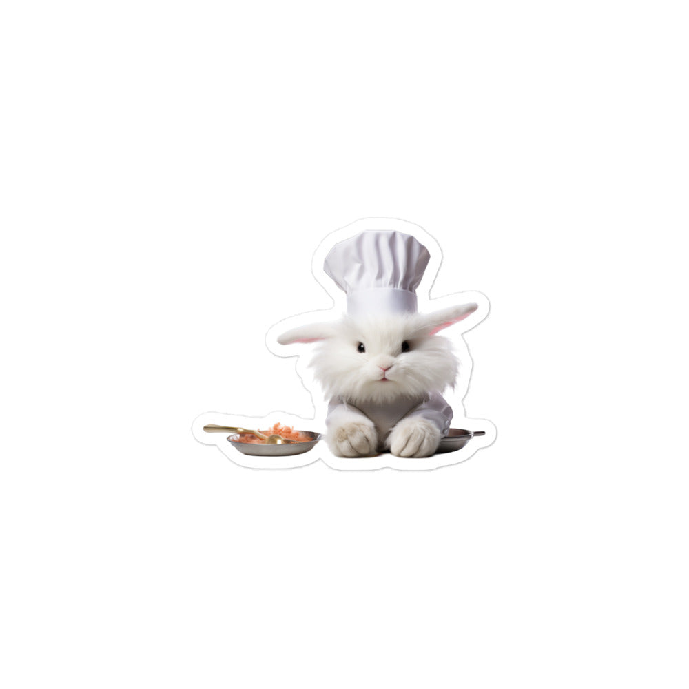Satin Angora Chef Bunny Sticker - Stickerfy.ai