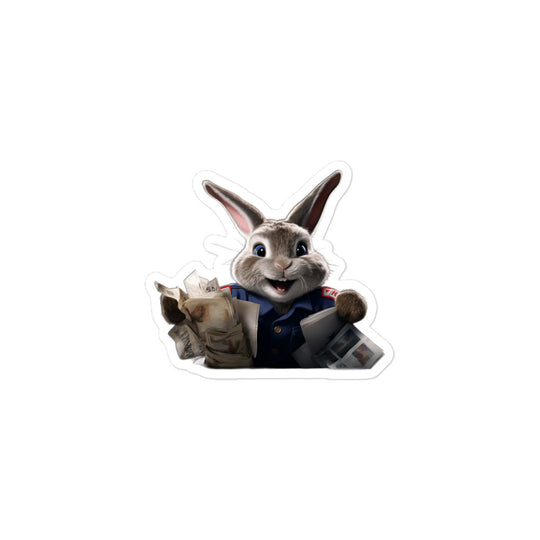 Silver Fox Mail Carrier Bunny Sticker - Stickerfy.ai