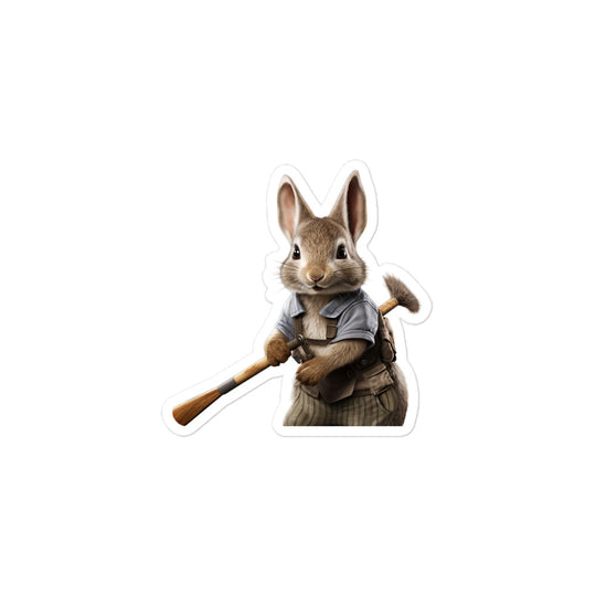 Silver Marten Diligent Janitor Bunny Sticker - Stickerfy.ai