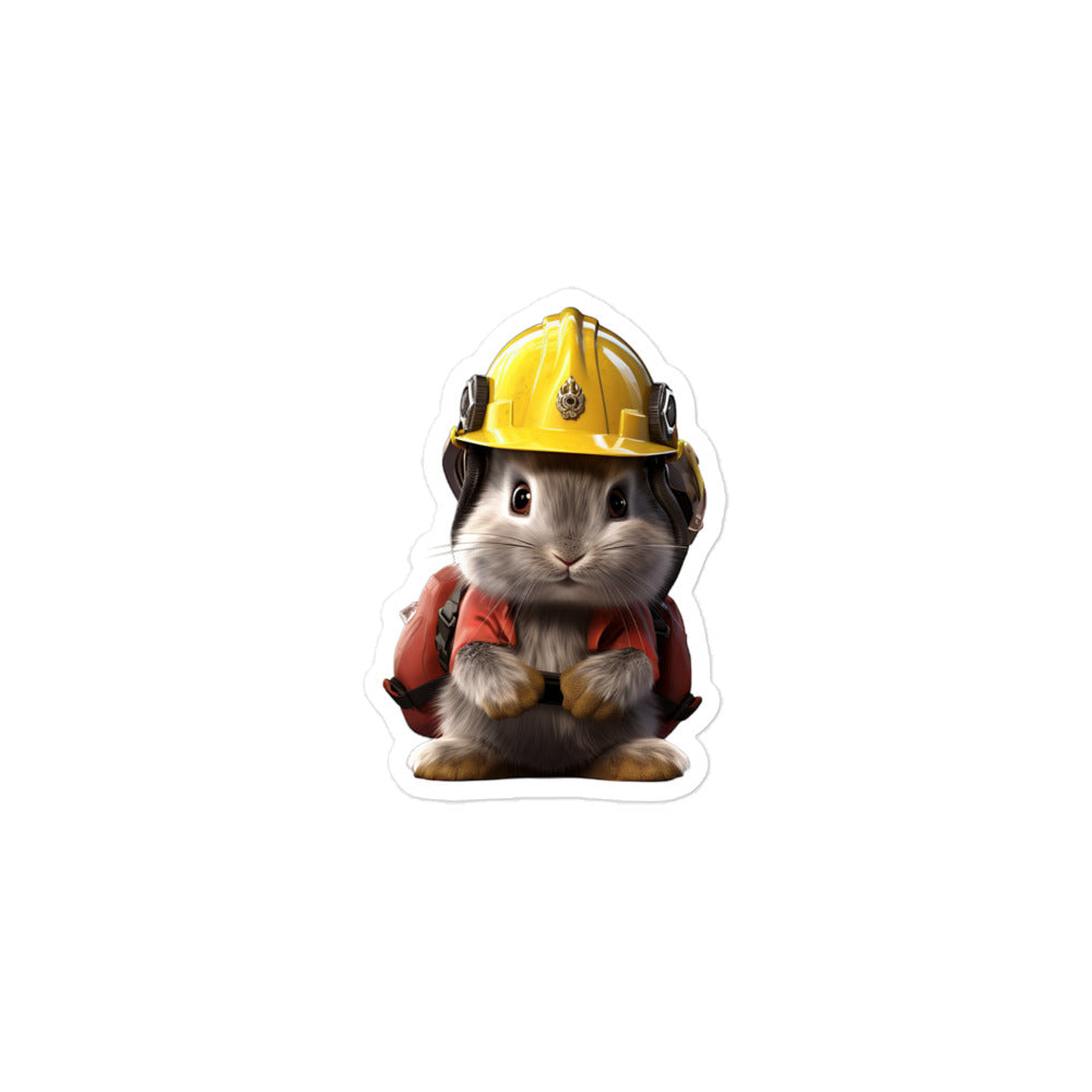 Silver Marten Brave Firefighter Bunny Sticker - Stickerfy.ai