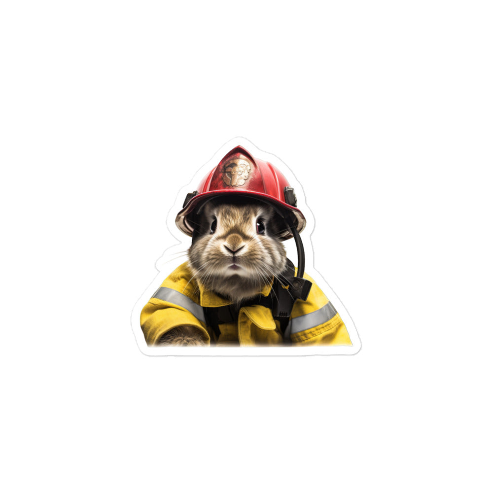 Polish Brave Firefighter Bunny Sticker - Stickerfy.ai
