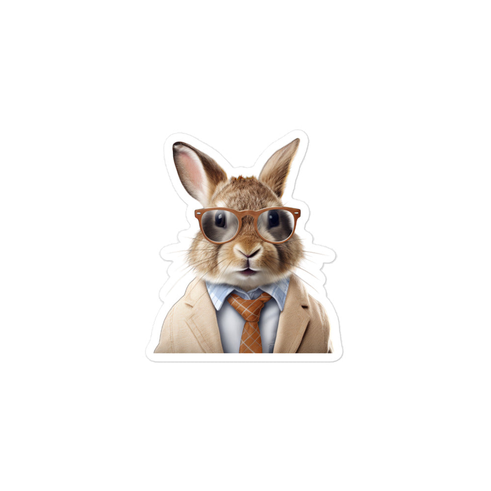 Tan Enthusiastic Student Bunny Sticker - Stickerfy.ai