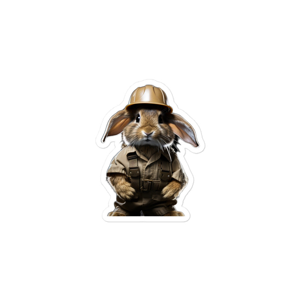 Tan Contractor Bunny Sticker - Stickerfy.ai