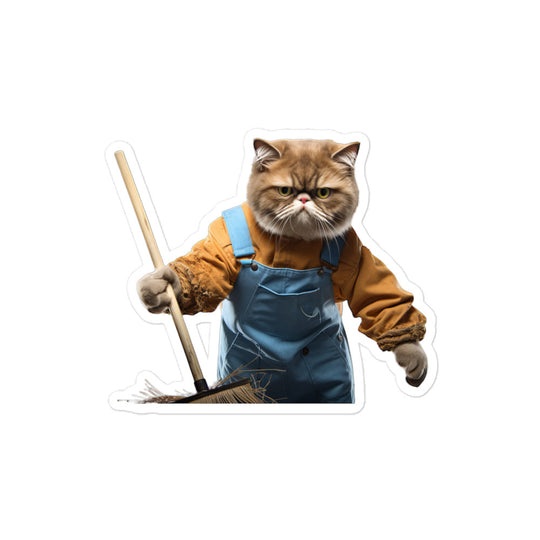 Exotic Shorthair Janitor Sticker - Stickerfy.ai