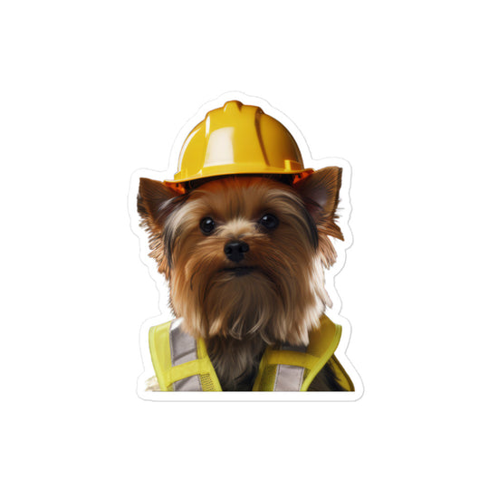 Yorkshire Terrier Contractor Sticker - Stickerfy.ai