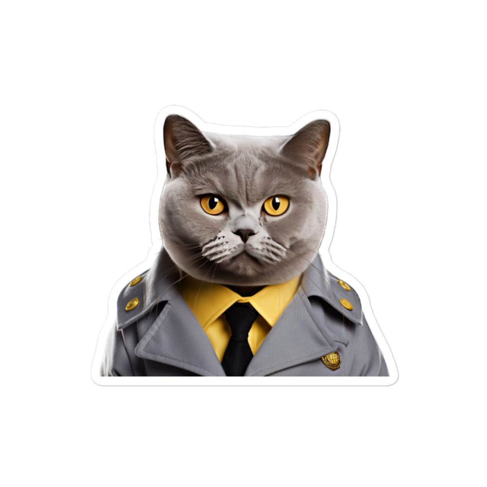 British Shorthair Security Officer Sticker - Stickerfy.ai