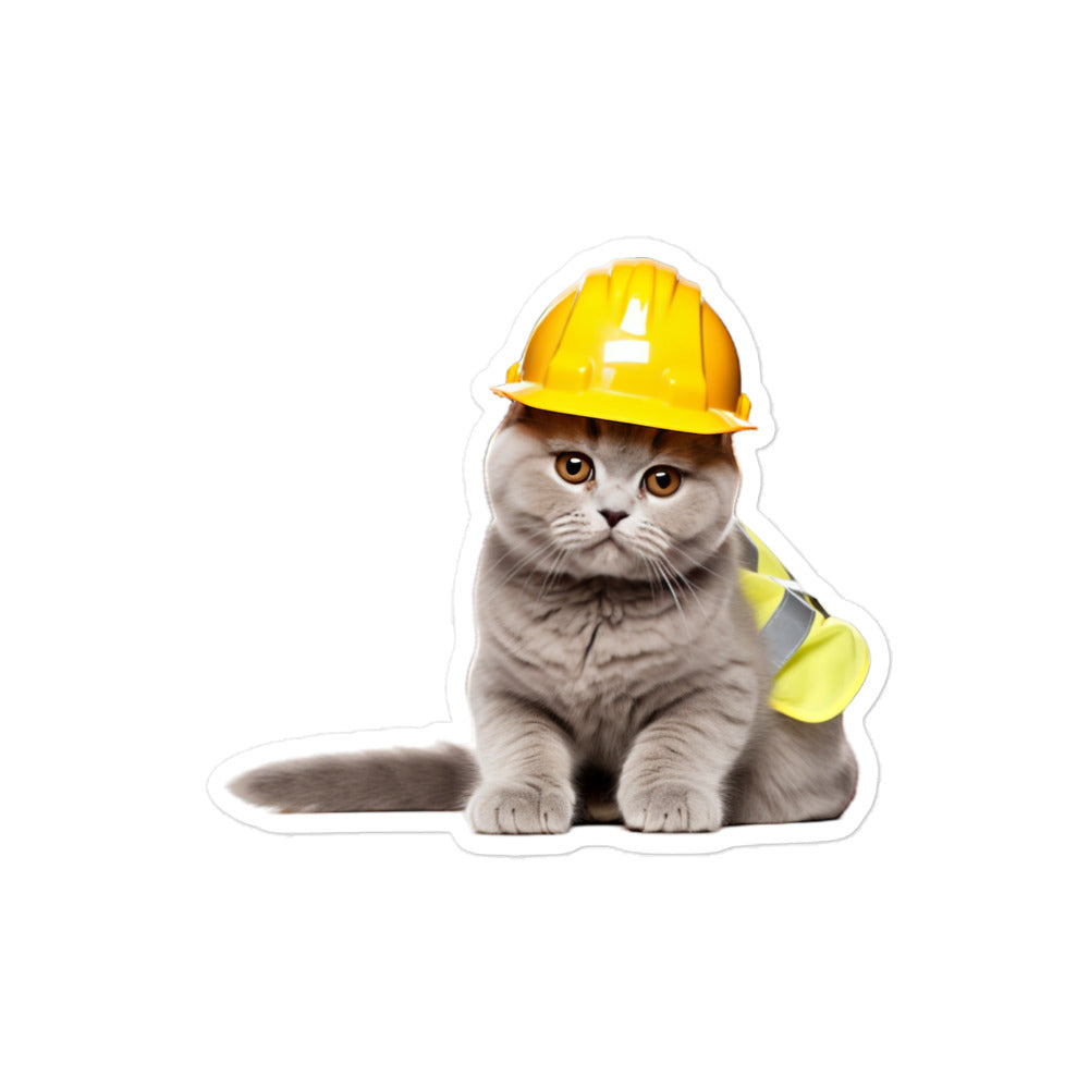 British Shorthair Contractor Sticker 🐱 from Stickerfy.ai