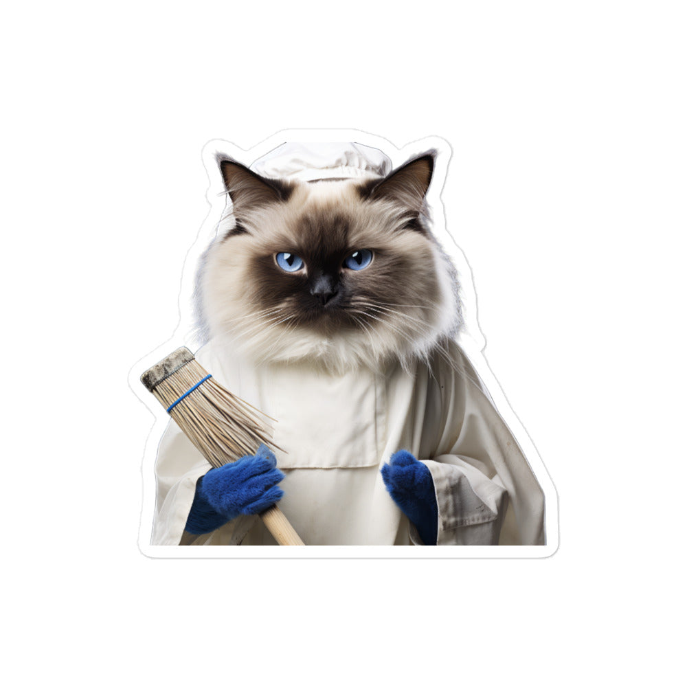 Birman Janitor Sticker - Stickerfy.ai