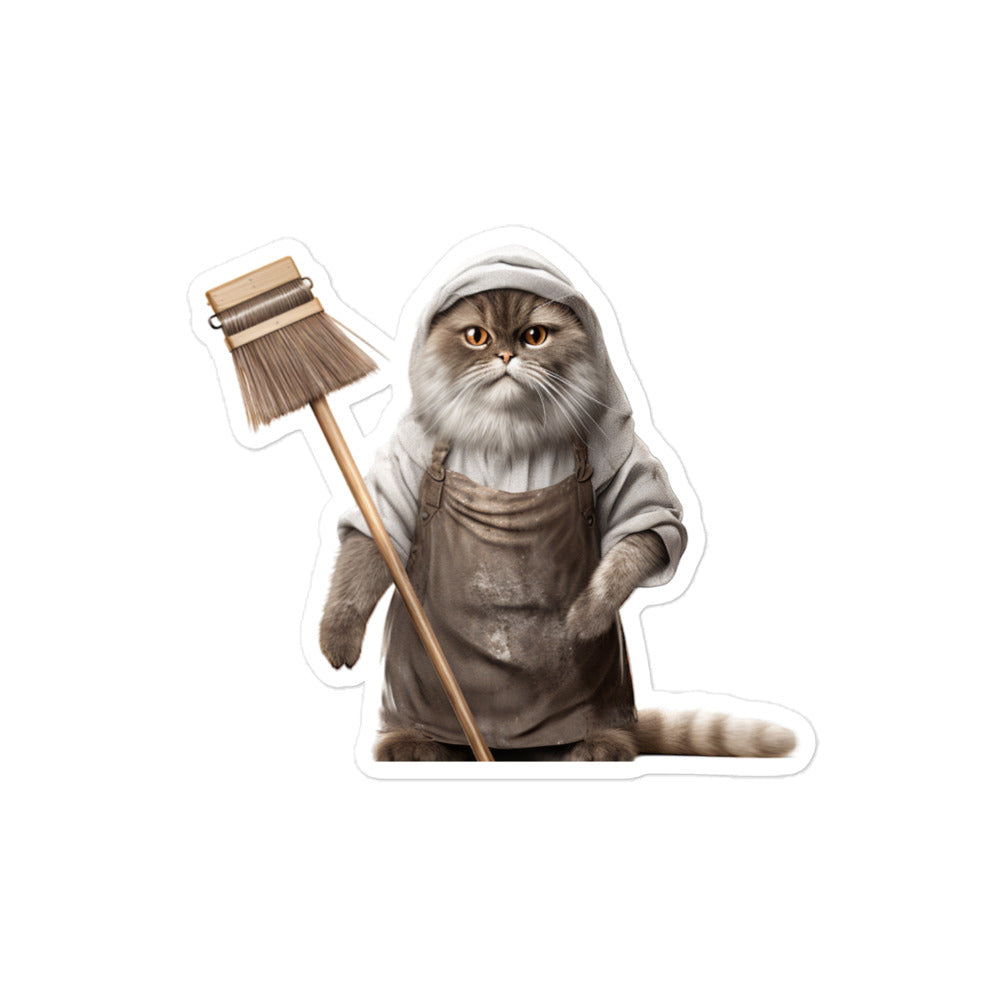 Scottish Fold Janitor Sticker - Stickerfy.ai