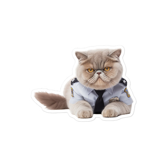 Exotic Shorthair Security Officer Sticker - Stickerfy.ai