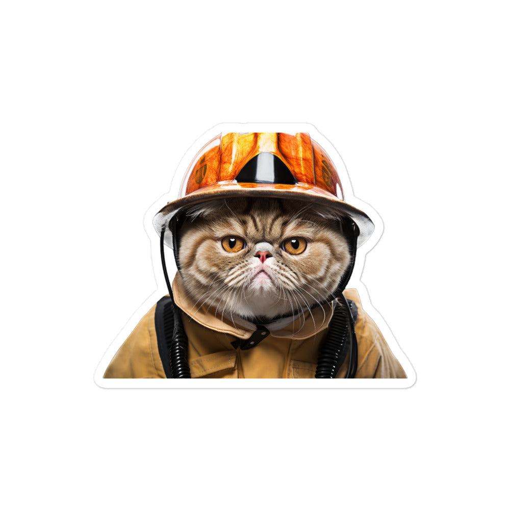 Exotic Shorthair Firefighter Sticker - Stickerfy.ai