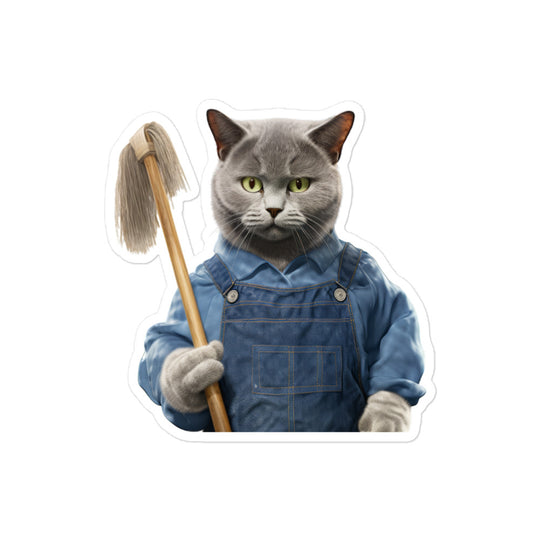 Russian Blue Janitor Sticker - Stickerfy.ai