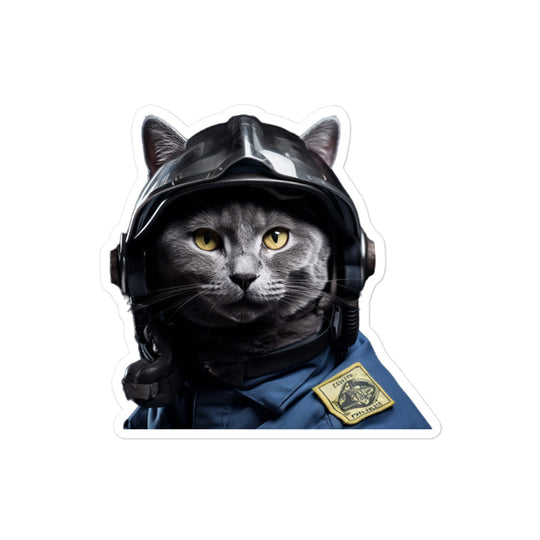 Russian Blue Firefighter Sticker - Stickerfy.ai