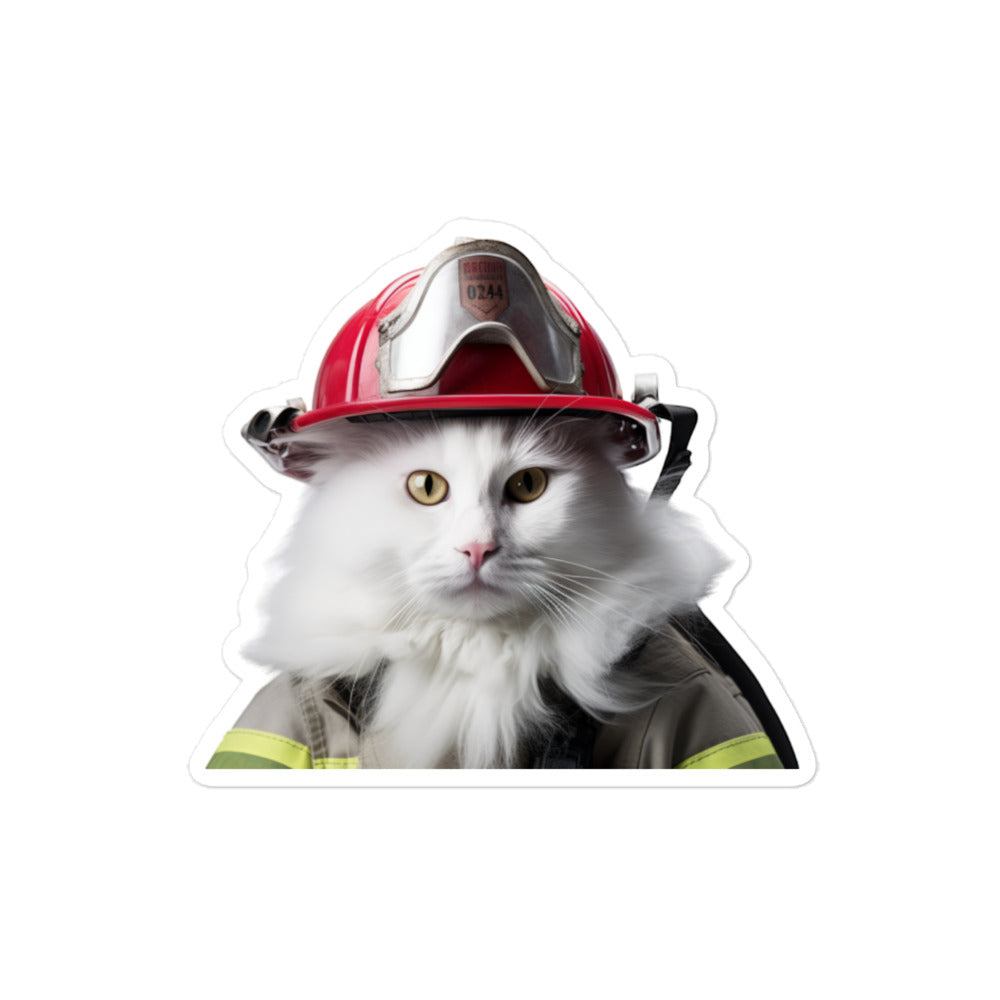 Turkish Van Firefighter Sticker - Stickerfy.ai