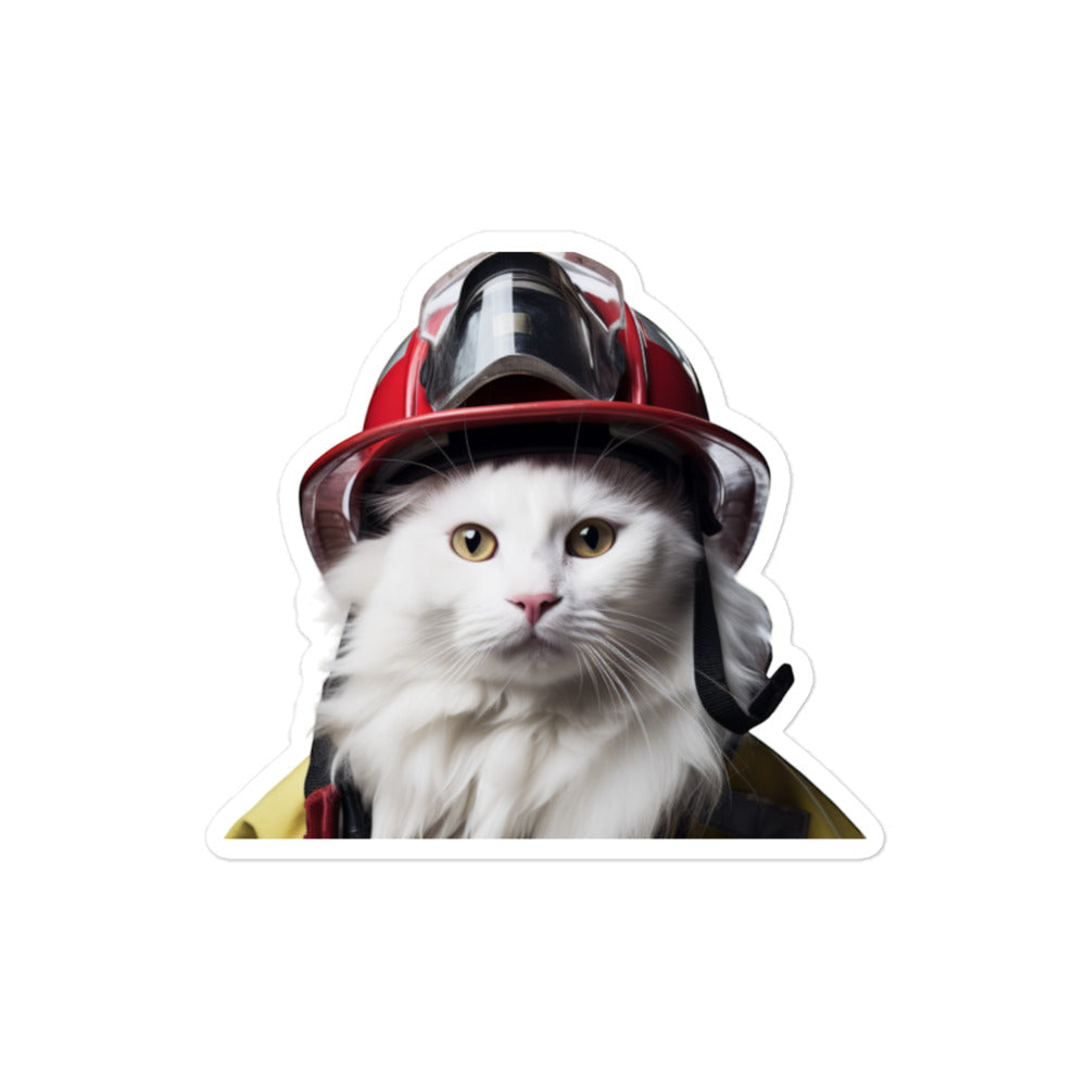 Turkish Van Firefighter Sticker - Stickerfy.ai