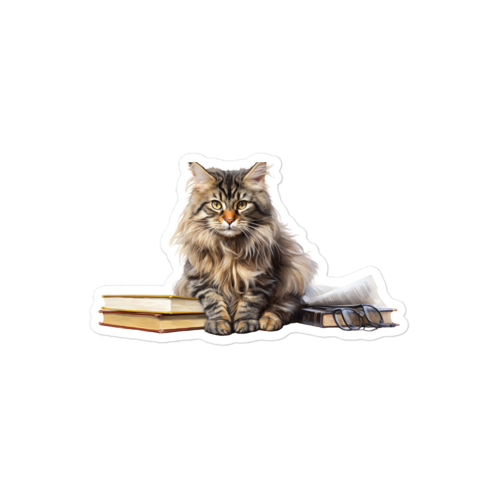 Maine Coon Student Sticker - Stickerfy.ai