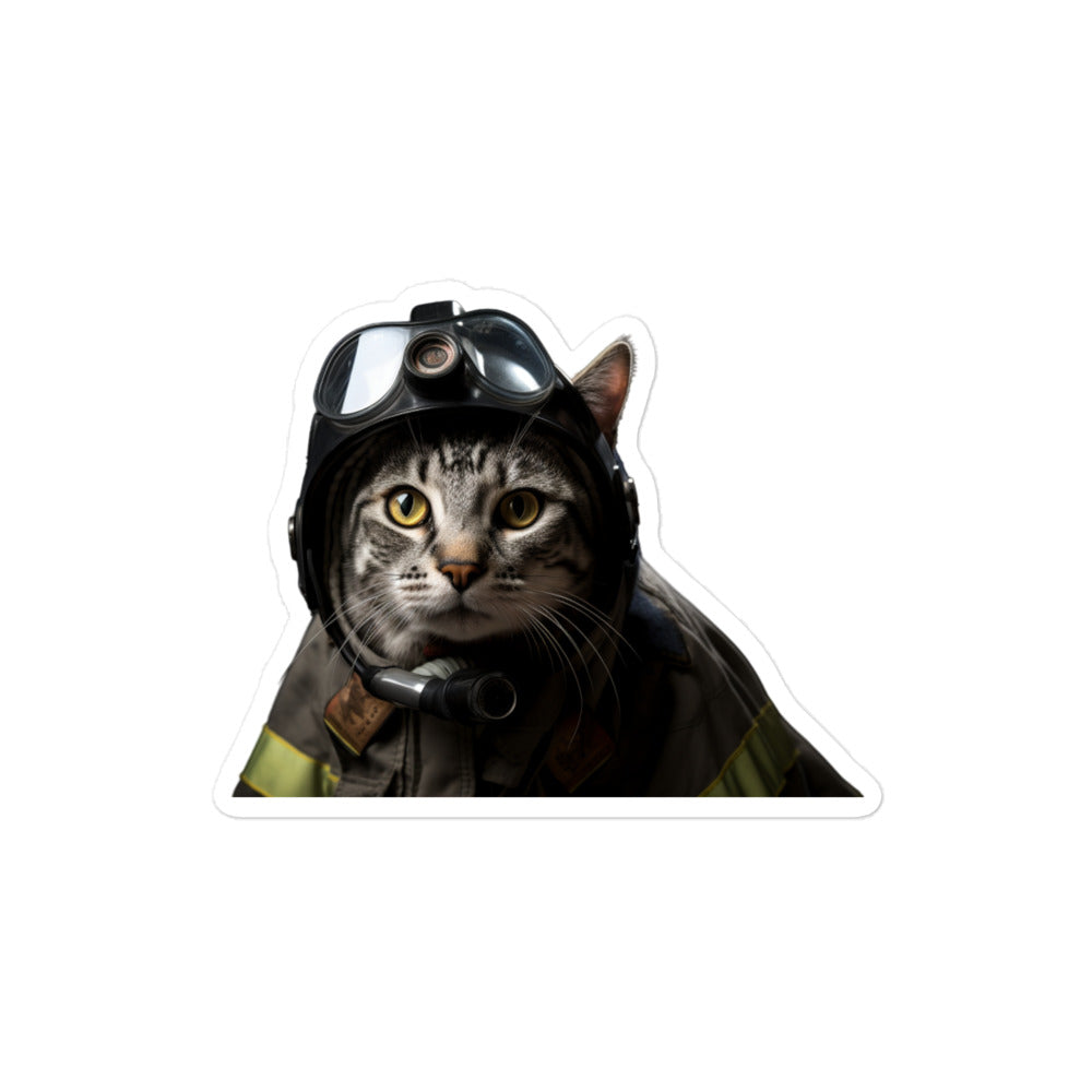 Egyptian Mau Firefighter Sticker - Stickerfy.ai