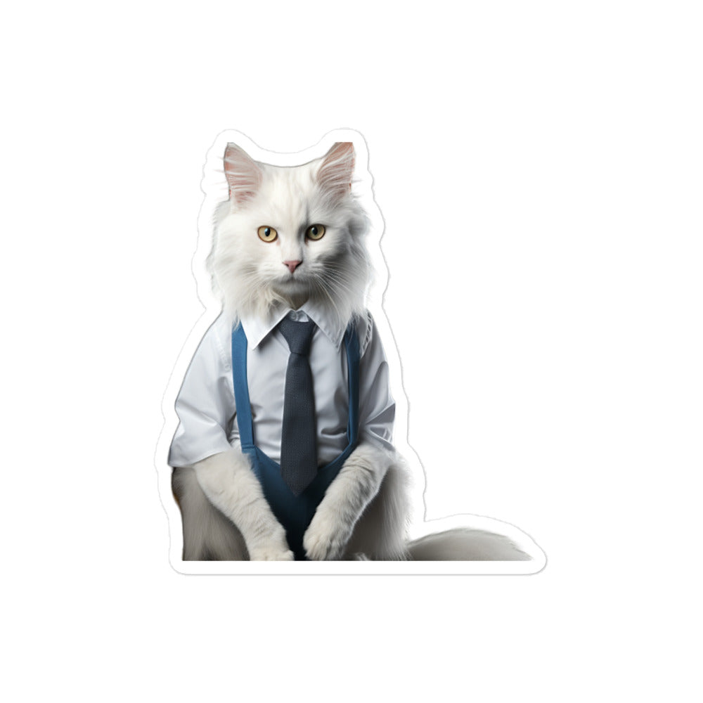 Turkish Angora Student Sticker - Stickerfy.ai