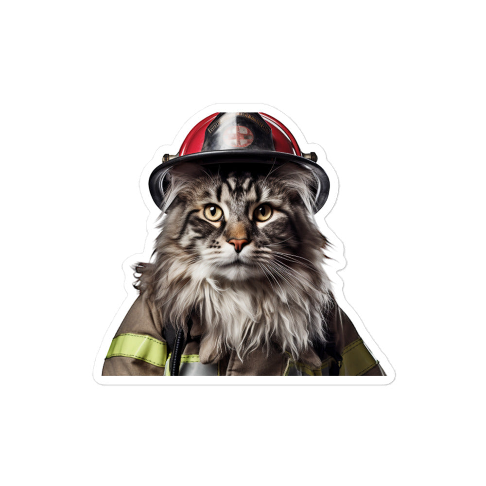 Norwegian Forest Firefighter Sticker - Stickerfy.ai
