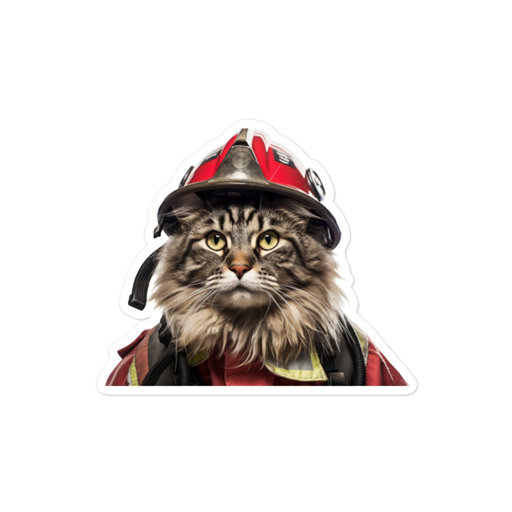 Norwegian Forest Firefighter Sticker - Stickerfy.ai