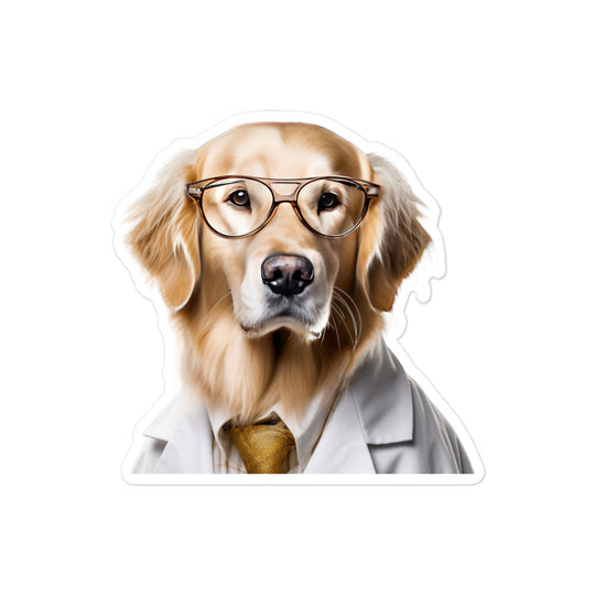 Golden Retriever Pharmacist Sticker - Stickerfy.ai