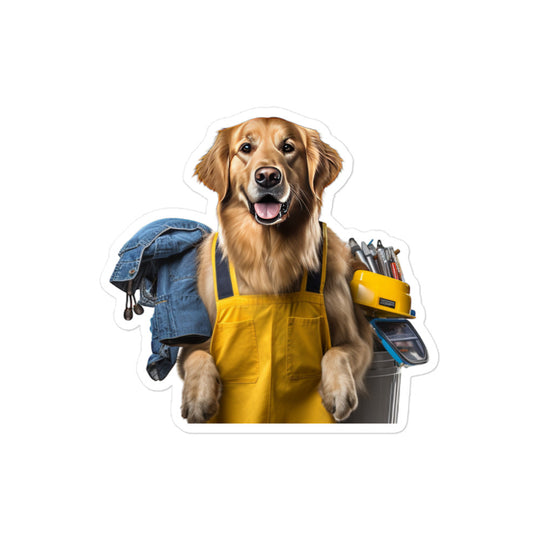 Golden Retriever Janitor Sticker - Stickerfy.ai