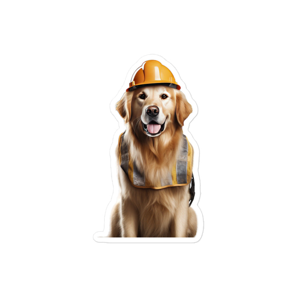 Golden Retriever Contractor Sticker - Stickerfy.ai