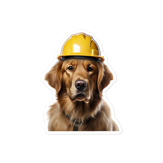 Golden Retriever Contractor Sticker - Stickerfy.ai