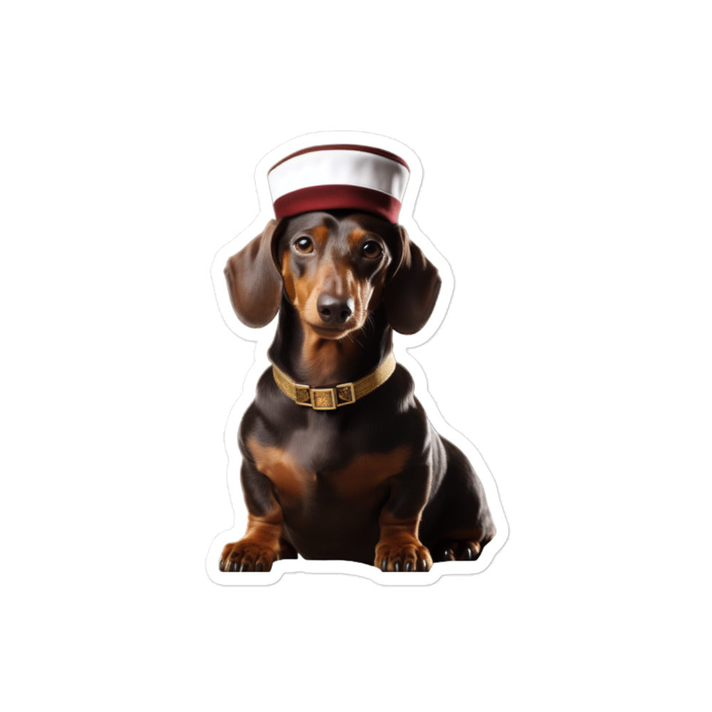 Dachshund Hotel Staff Sticker - Stickerfy.ai