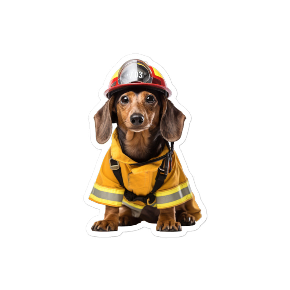 Dachshund Firefighter Sticker - Stickerfy.ai