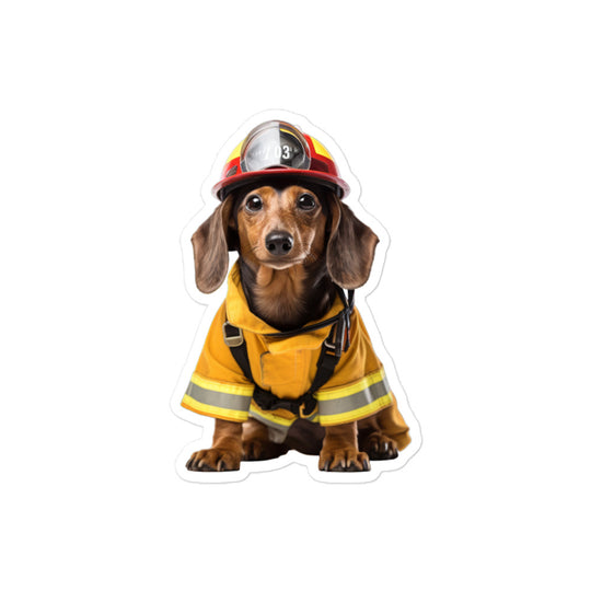 Dachshund Firefighter Sticker - Stickerfy.ai