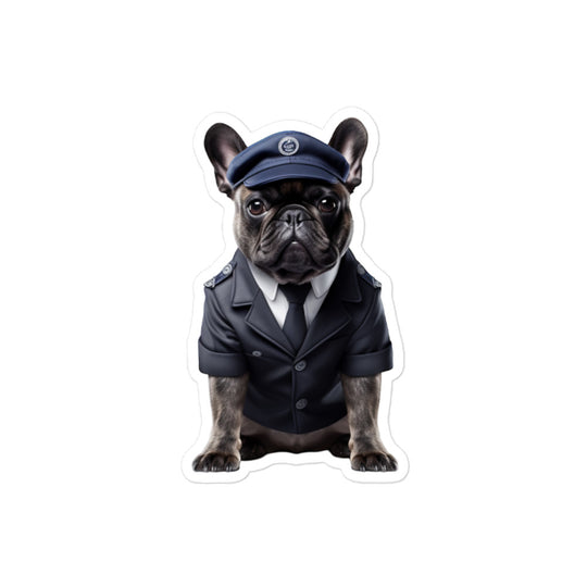 French Bulldog Security Officer Sticker - Stickerfy.ai