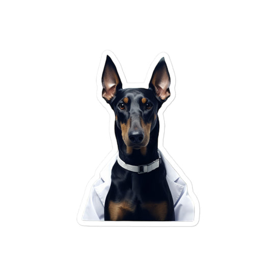 Doberman Pharmacist Sticker - Stickerfy.ai