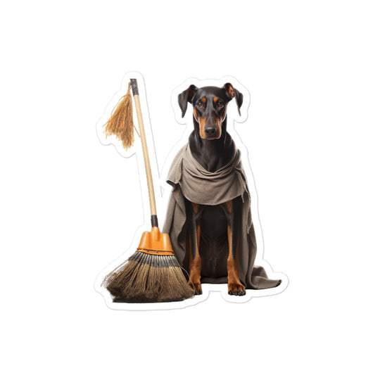 Doberman Janitor Sticker - Stickerfy.ai