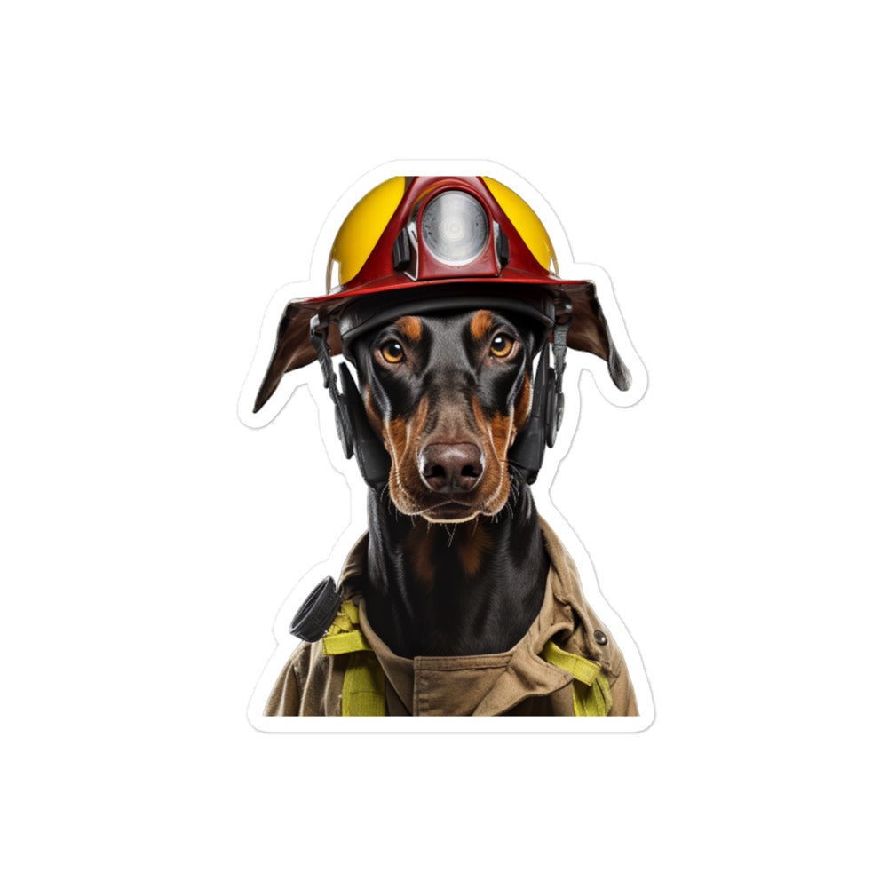 Doberman Firefighter Sticker - Stickerfy.ai