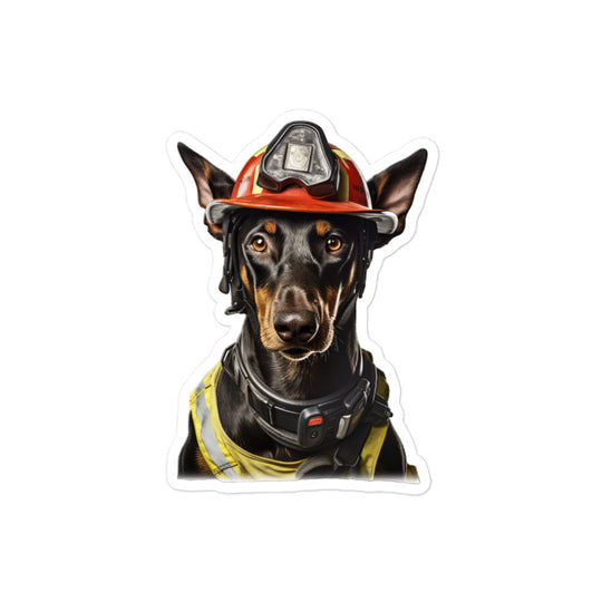 Doberman Firefighter Sticker - Stickerfy.ai