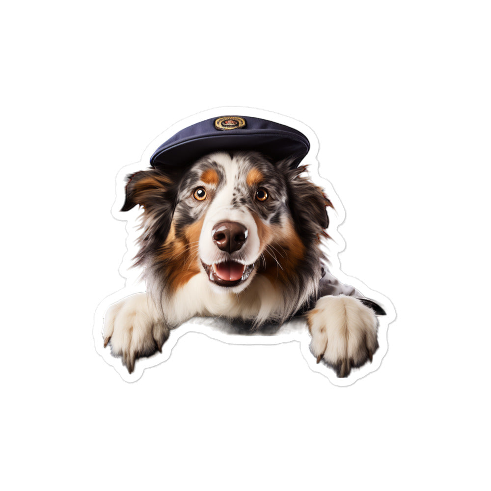 Australian Shepherd Transit Operator Sticker - Stickerfy.ai